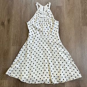Express White and Black Polka Dot Mini Dress